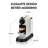 Nespresso De'Longhi Citiz EN167.W - Cafetera monodosis de cápsulas Nespresso, compacta, 19 bares, apagado automático, color blanco