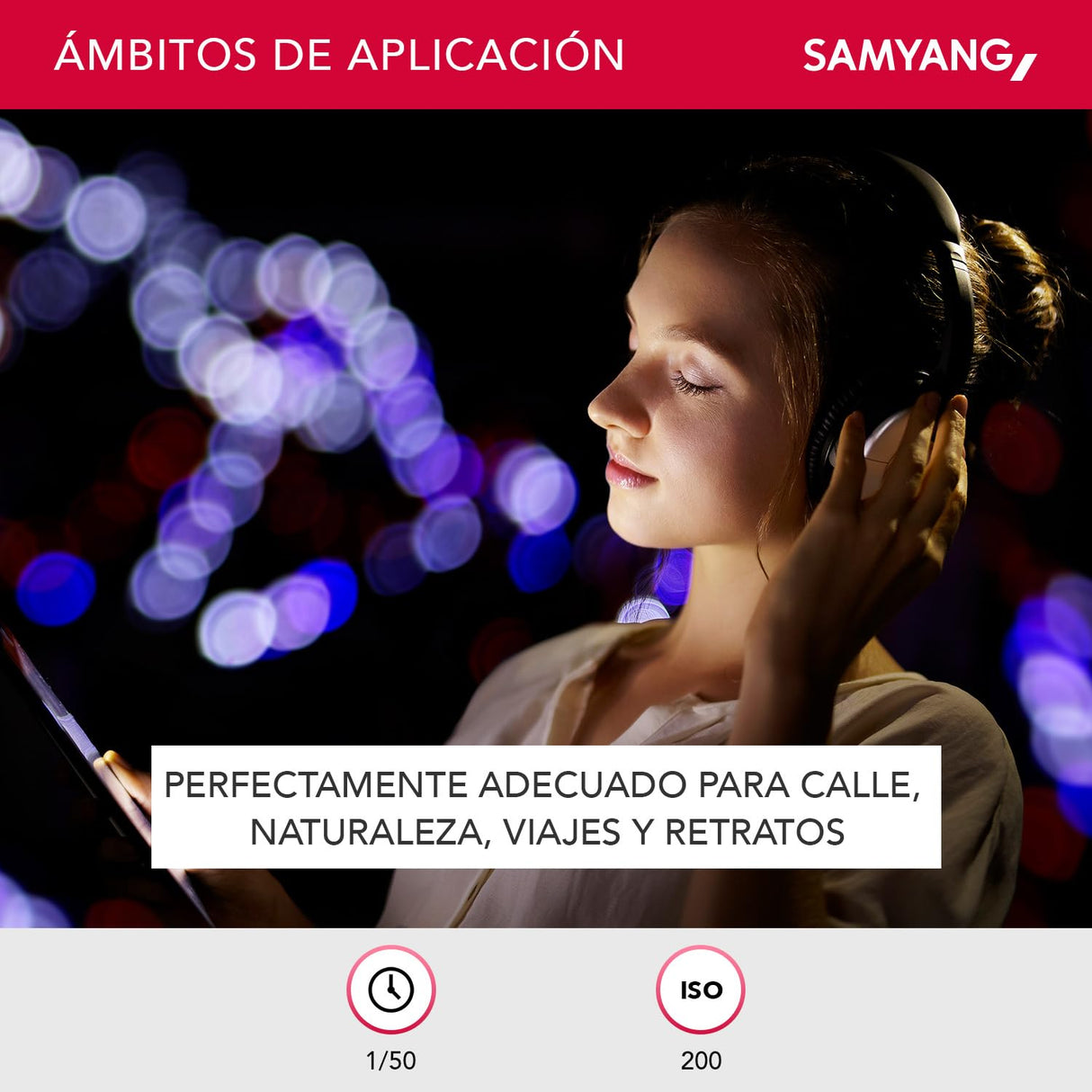 Samyang F1311101101 - Objetivo para vídeo VDSLR para Canon EF (Distancia Focal Fija 50mm, Apertura T1.5-22 AS UMC, diámetro Filtro: 77mm), Negro