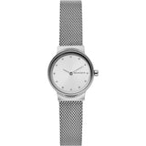 Skagen Freja reloj para mujer, movimiento de cuarzo con correa de acero o piel, Tono plata y blanco, 26MM