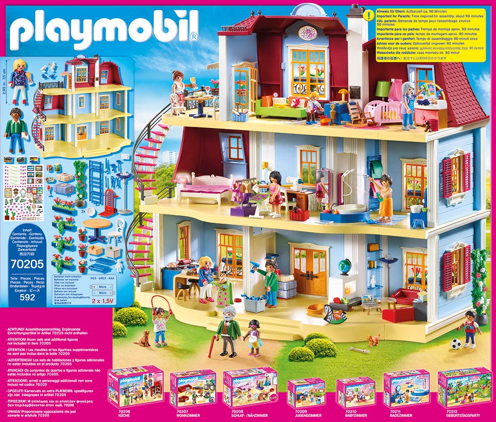 PLAYMOBIL Dollhouse 70205 Casa de Muñecas, con Timbre Real, A partir de 4 años