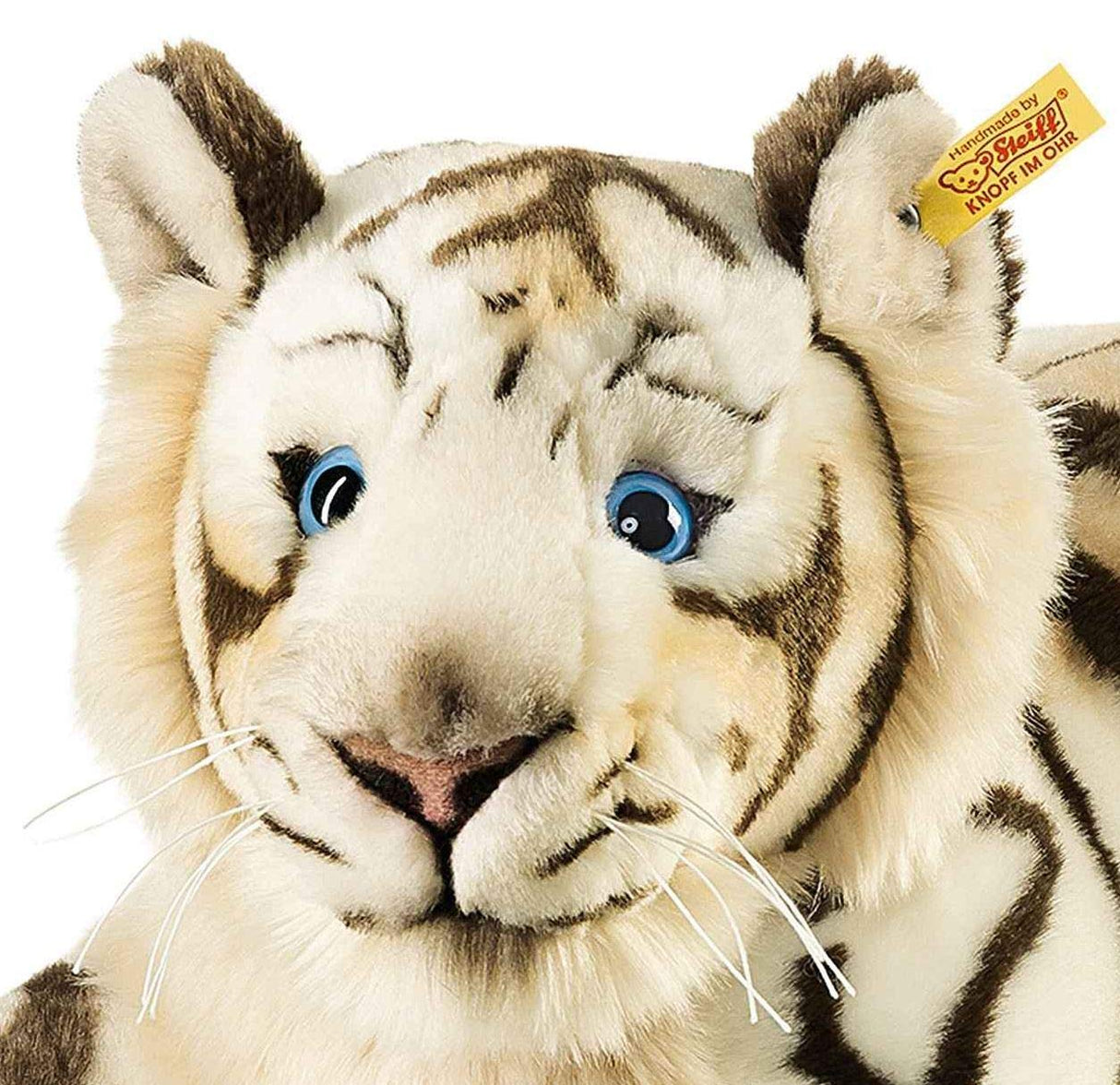 Steiff 066153 Bharat – Tigre de Peluche (Tumbado, 43 cm), Color Blanco