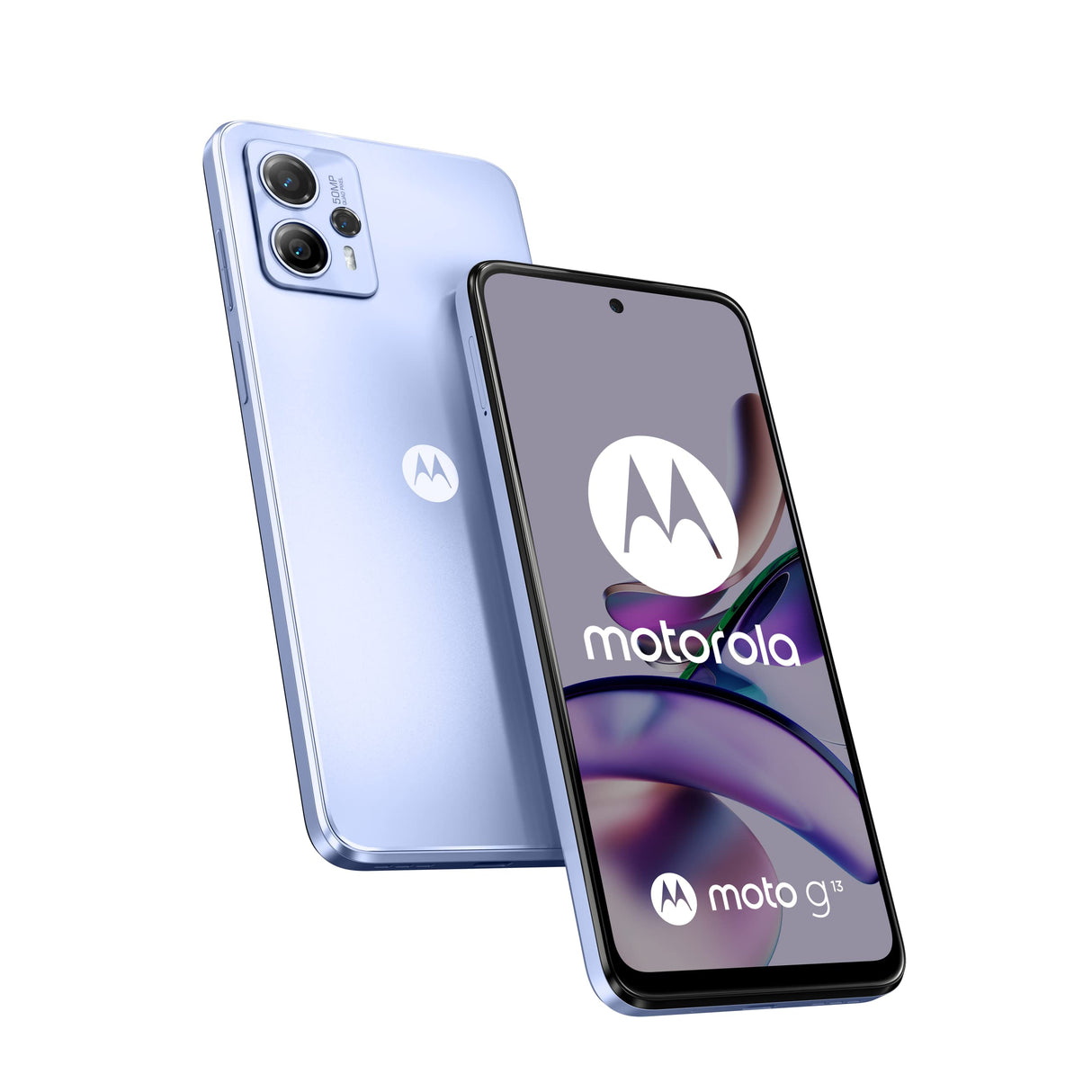 Motorola Moto (g13, Pantalla HD+ de 6.5 Pulgadas, 90 Hz, cámara Quad Pixel de 50 MP, Altavoces estéreo Dolby Atmos, batería de 5000 mAh, Carga TurboPower, 4/128 GB, Dual SIM), Azul Lavanda