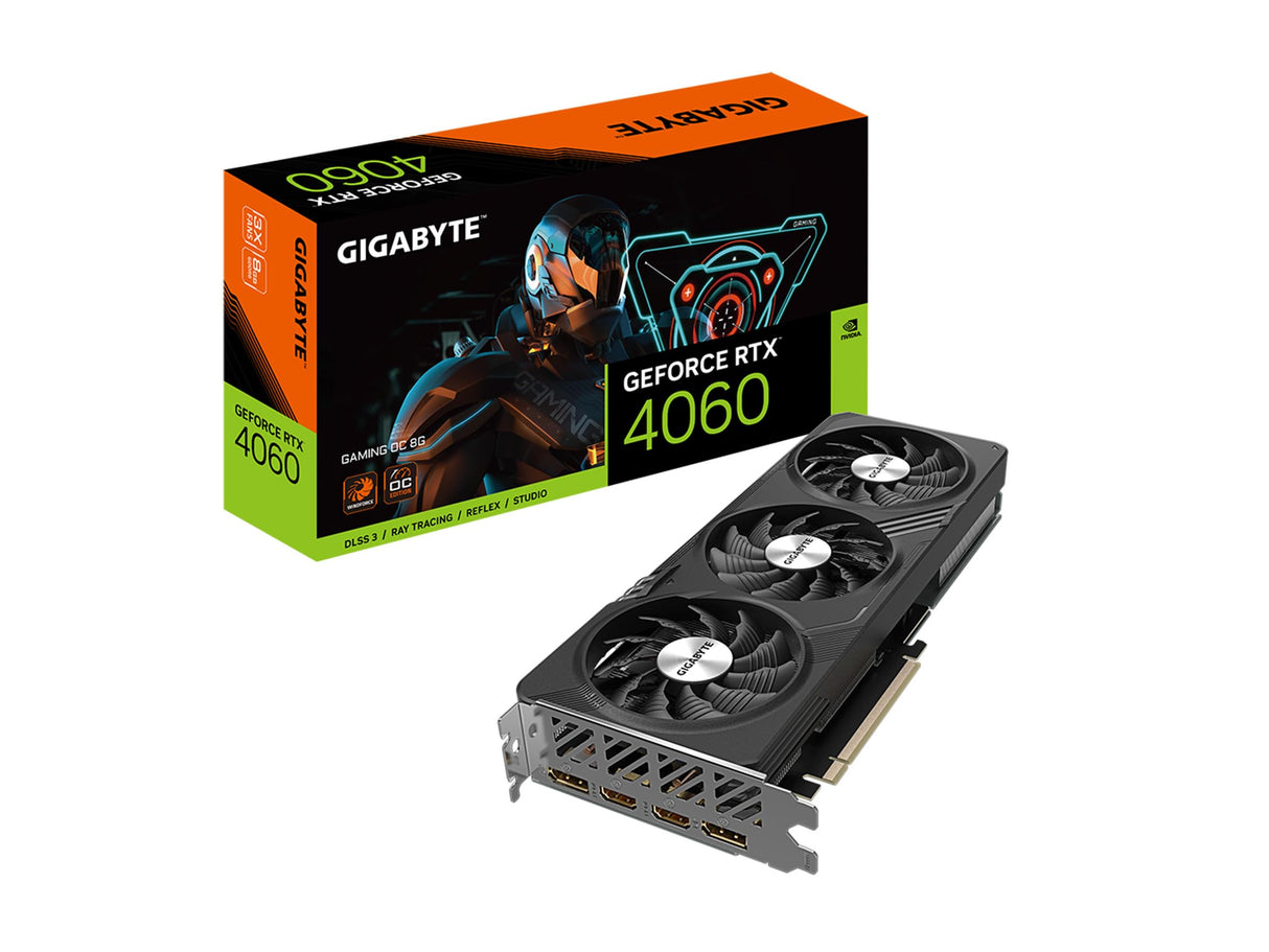 Gigabyte Tarjeta gráfica GeForce RTX 4060 Gaming OC 8G, 3 Ventiladores WINDFORCE, 8 GB 128 bits GDDR6, Tarjeta de Video GV-N4060GAMING OC-8GD