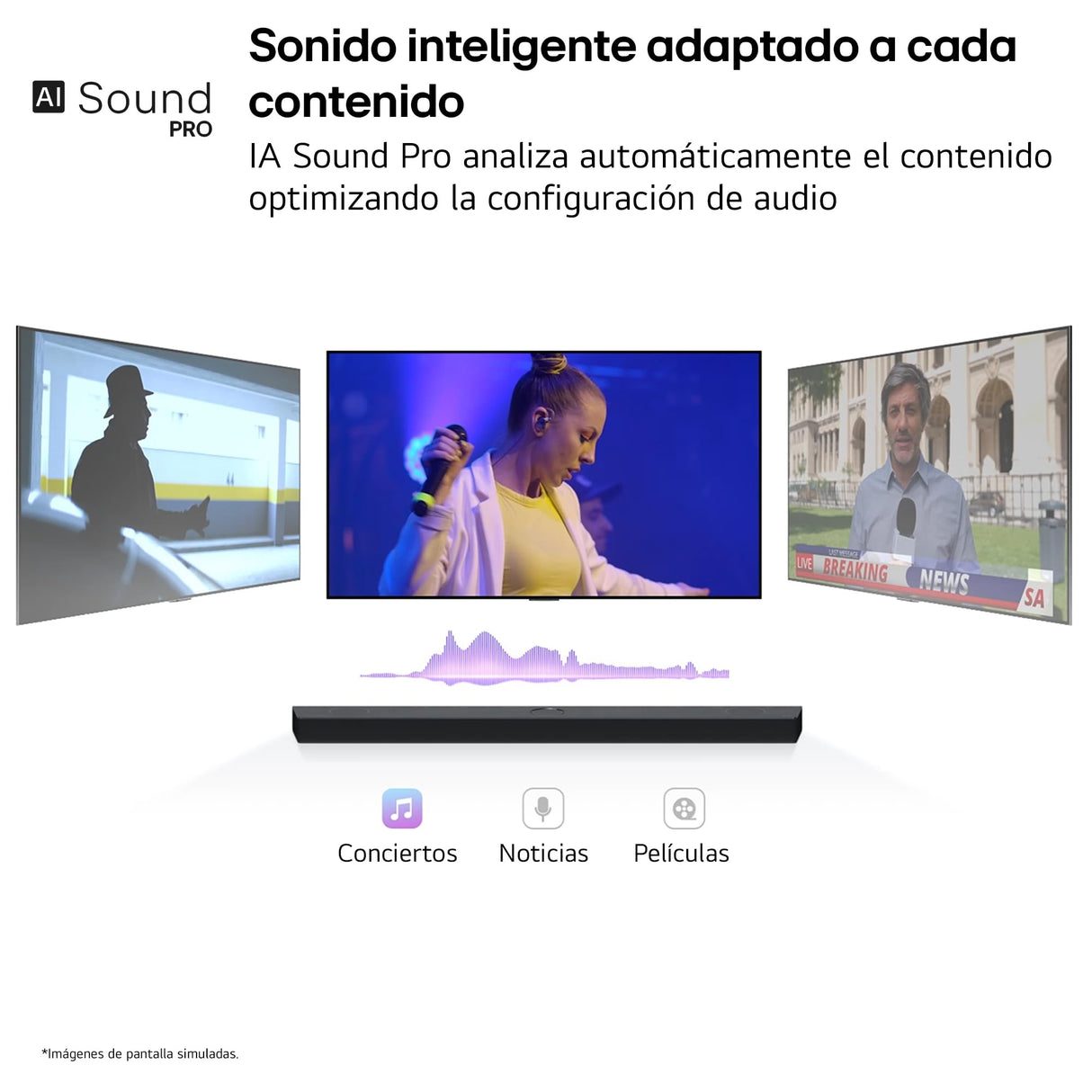 LG S60T - Barra de Sonido Inteligente, 340W, 3.1 Canales, Sonido Envolvente Dolby Digital y DTS, Amplia Conectividad, HDMI, Bluetooth, USB, Entrada Óptica, Negro