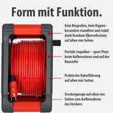 Brennenstuhl Professional KA 5110 5 IP44 carrete para instalación de construcción, cable BQ de 50 m en rojo, 5 enchufes de seguridad, uso en obra y exterior permanente, fabricado en Alemania