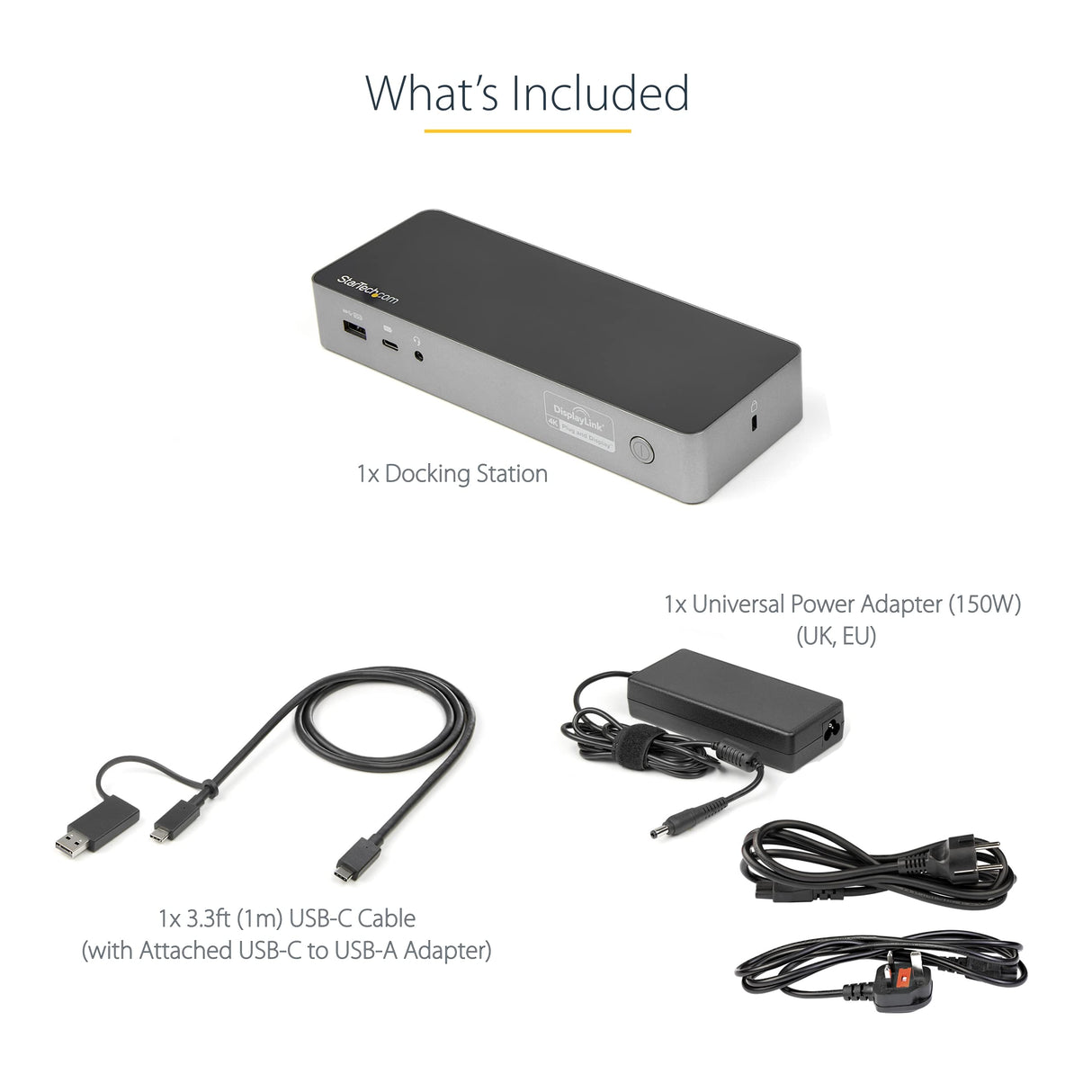 StarTech.com Docking Station Universal para Portátil - Replicador de Puertos Híbrido USB-C/-A - 2x HDMI y DP 4K - PD 100W