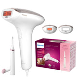 Philips Lumea Serie 7000, dispositivo de depilación IPL, alternativa de depilación láser, con recortadora compacta satinada, 2 accesorios para cuerpo y cara, modelo BRI921/00