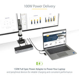 StarTech.com Docking Station Universal para Portátil - Replicador de Puertos Híbrido USB-C/-A - 2x HDMI y DP 4K - PD 100W