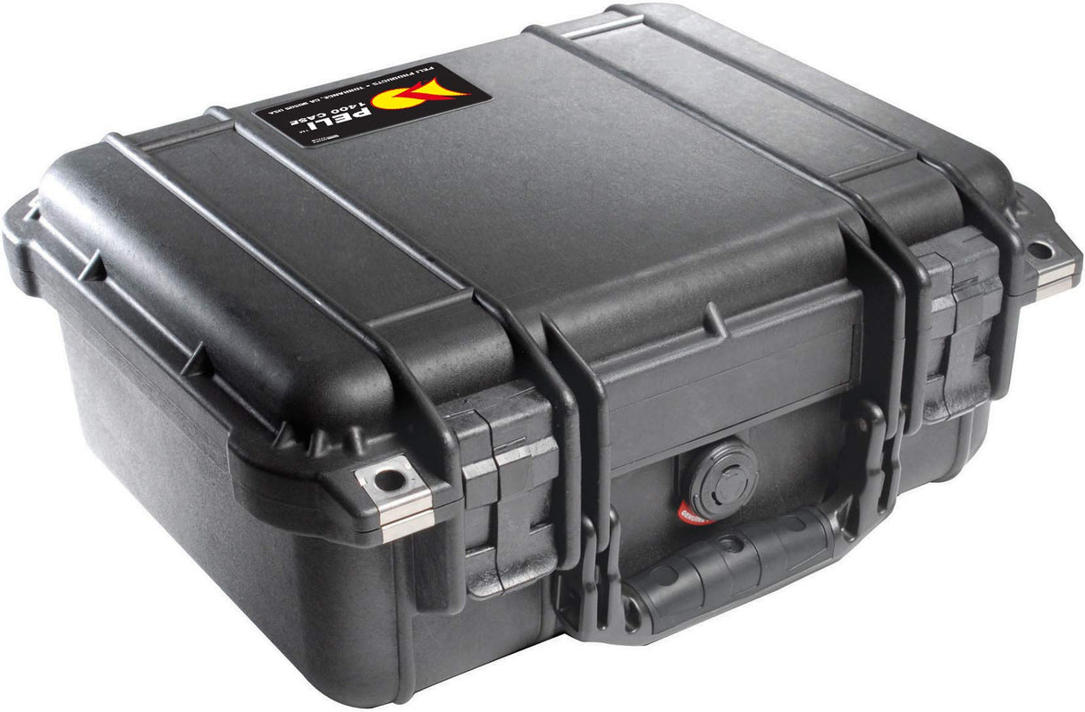 PELI 1400 Maleta ultra resistente para cámaras DSLR reflex, iluminación, objetivos y cargadores, IP67 estanca e impermeable al polvo, 9L de capacidad, fabricada en Alemania, sin espuma, color negro