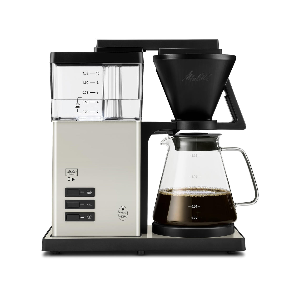 Melitta One 1031-03 - Cafetera de filtro, con jarra de cristal, antigoteo, 12 tazas, color blanco crema