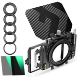 K&F CONCEPT Mini Matte Box con ND4 ND32 Cine Filtro 4" x 5,65", con 2 Bandejas de Filtro de 4" x 5,65" para Cámaras DSLR Mirrorless con 5 Adaptadores de Anillo Circular (67/72/77/82/95mm)