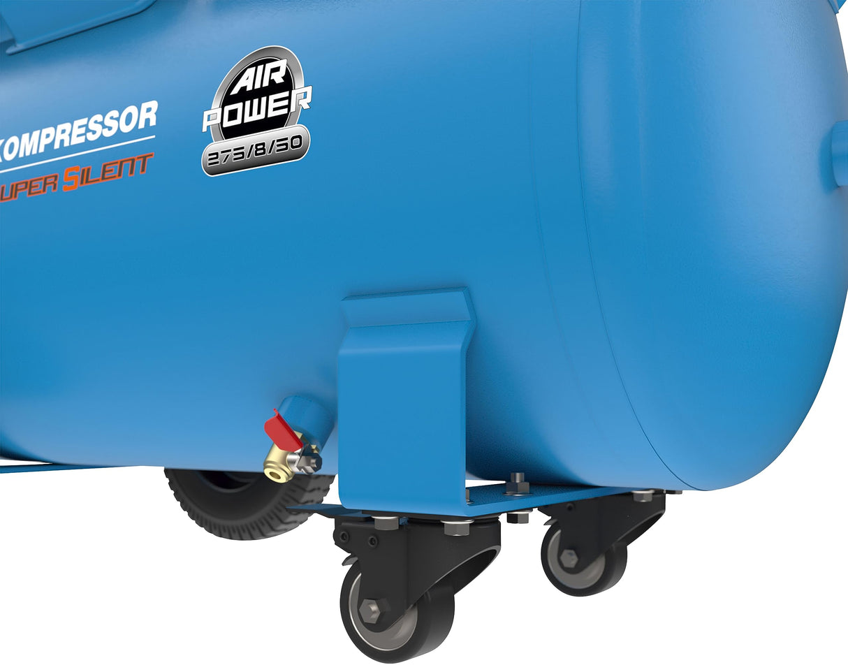 Güde 50138 Airpower 275/8/50 - Compresor silencioso (2 unidades de doble pistón con motor separado, caldera de 50 litros, 230 V, sin aceite)