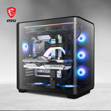 MSI Meg Maestro 700L PZ Mid-Tower - E-ATX, Soporte Vertical para GPU y Cable Riser PCIe 4.0, Soporte para GPU de una Pieza, Aluminio de una Pieza, Panel de Vidrio Templado Curvado de 270°, USB Type-C