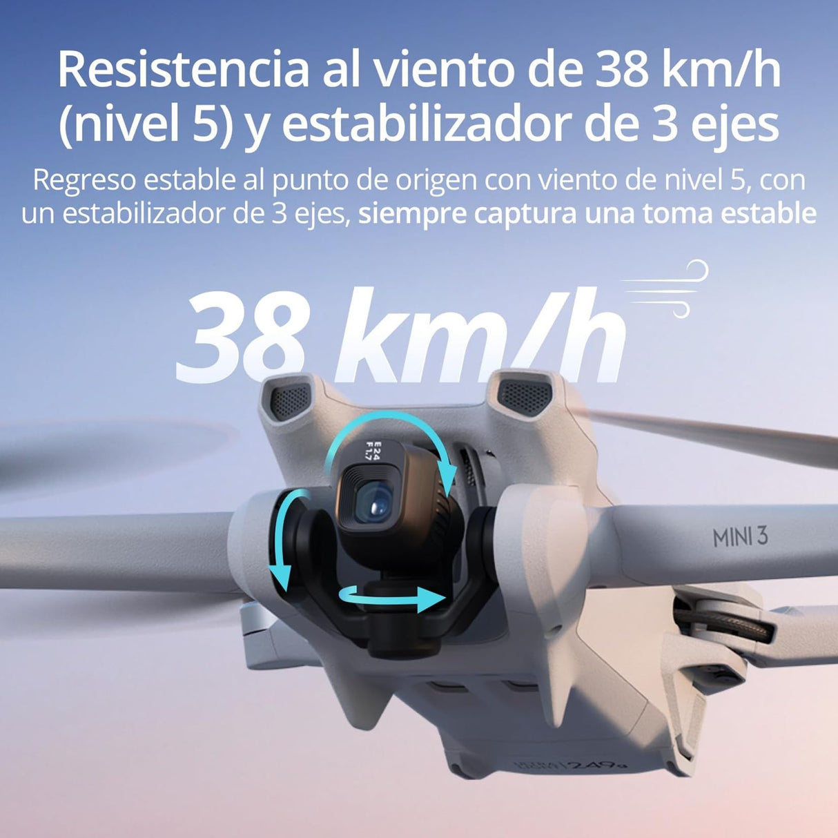 DJI Mini 3 – Dron Mini con cámara ligero y plegable con vídeo 4K HDR, 38 min de tiempo de vuelo, Grabación vertical y funciones inteligentes, con Mando a distancia, C0