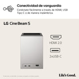 LG PU615U - Proyector CineBeam S, 4K UHD, 40 hasta 100", Smart TV con webOS, Tiro Ultra Corto, Láser RGB 500 Lúmenes, Dolby Atmos, HDMI eARC y USB-C