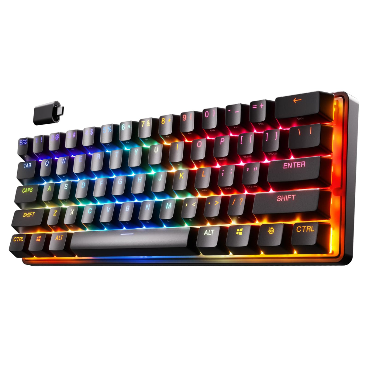 SteelSeries Apex Pro Mini Wireless-Teclado gaming mecánico –El teclado más rápido del mundo- Accionamiento ajustable - Factor forma compacto 60% – Bluetooth 5.0 – 2,4GHz – Teclado americano (QWERTY)