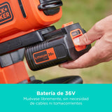 BLACK+DECKER Sopladora, aspiradora y trituradora de Hojas sin Cable de 36v, con Bolsa de recolección de 45L y batería de Litio de 2.5Ah, BCBLV3625L1-QW