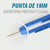 Maya Bolígrafo ECO V2.0. con Clip Detectable Metales y Rayos X. Escritura Segura y Antibacteriana. Durabilidad 2800m. Grado Alimentario. Tinta Azul.