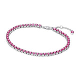 PANDORA Pulsera de tenis rosa brillante de plata de ley con cristales de la colección Timeless 591469C04-16 (16 cm), 591469C04-16, Plata de ley, Circonita cúbica