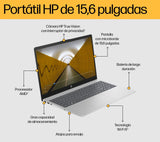 HP 15-fd0000ns - Ordenador portátil de 15.6" Full HD (Intel Core i3-N305, 8GB RAM, 512GB SSD, Intel UHD Graphics, Sin Sistema Operativo) Plata y Azul- Teclado QWERTY Español