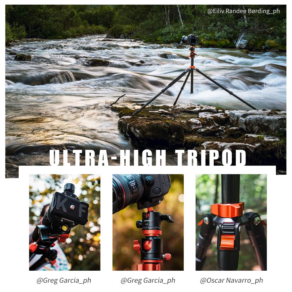 K&F CONCEPT 240cm Trípode de Cámara, Trípode Video Profesional con Columna Central Transversal con Rótula de Bola Panorámica y Placa de Liberación para DSLR Cámara T254A8+BH-28L(SA254T1)