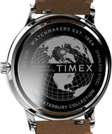 Timex Waterbury - Reloj de 40 mm para hombre, correa de cuero marrón, esfera color crema, caja de acero inoxidable TW2W50600