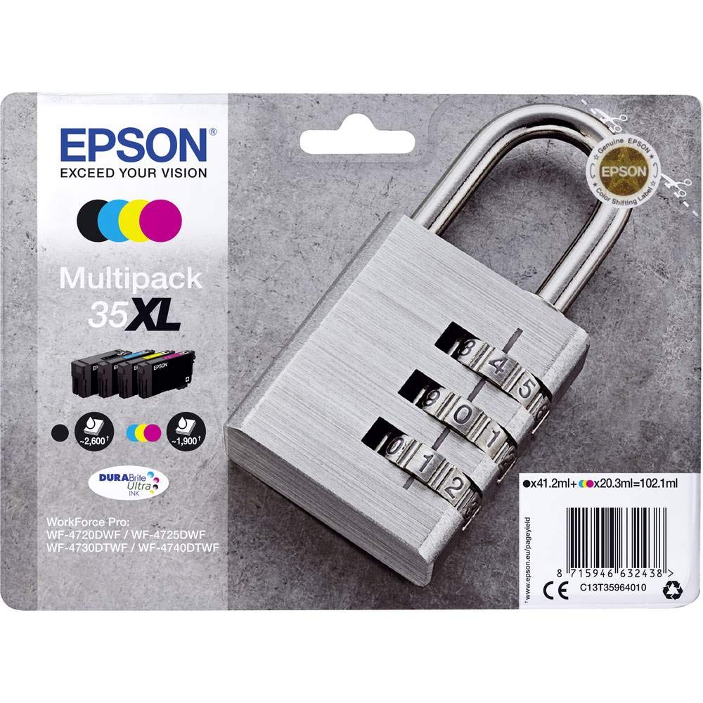 Epson DURABrite Ultra Ink, Cartucho de Tinta para Impresoras, 35XL, Multicolor (Negro, Cian, Magenta, Amarillo)