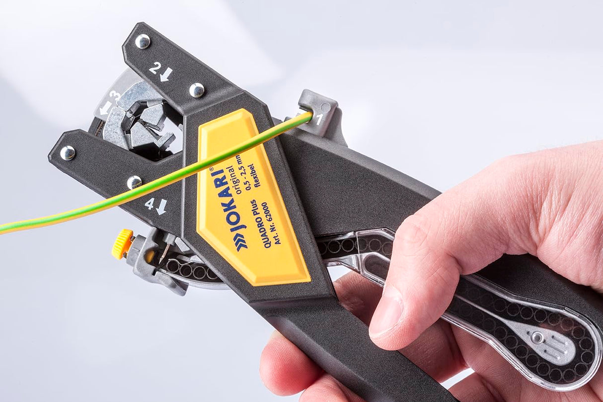 JOKARI J62000 - Herramienta de corte, pelado, torsión y crimpación de cables QUADRO Plus (0,5-2,5 mm²)