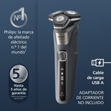 Philips Serie 5000 Afeitadora Eléctrica Hombre, Máquina de Afeitar Barba con Recortadora, 45 cuchillas, Cuida la piel, 60min de uso, En Seco y Húmedo, Recargable, Base Carga, S5887/13, Gris