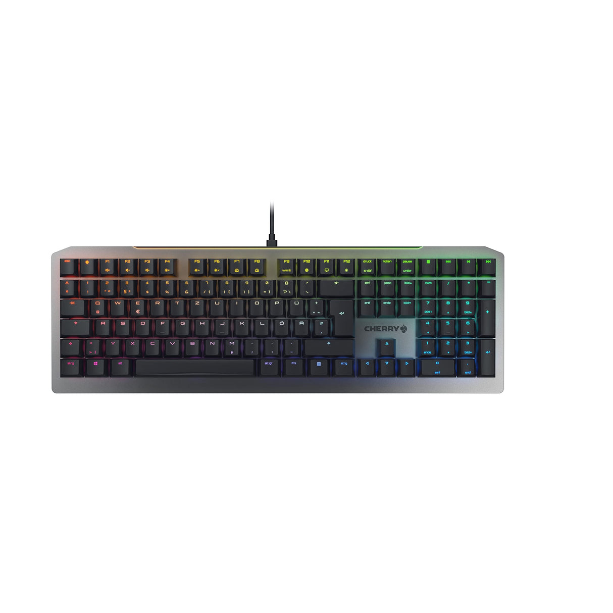 CHERRY MV 3.0, Teclado Gaming Mecánico con Iluminación RGB, Distribución de Teclado Alemán (QWERTZ), Diseño de Aluminio Brillante, Switches CHERRY MV (VIOLA), Negro
