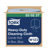 Tork 530237 Paño de limpieza industrial ultrarresistente Premium / 1 capa/Papel multiuso compatible con los sistemas W1, W2 y W3 / 1 bobina x 60,8 m de largo/color azul