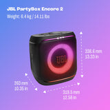 JBL Partybox Encore 2, altavoz inalámbrico bluetooth para fiestas, con micrófono, 15h de autonomía, resistente a salpicaduras, sonido JBL Pro y AI Sound Boost, compatible con Auracast, negro