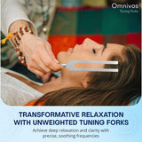 Solfeggio - Tenedores de afinación para curación de Omnivos para terapia de sonido, curación de chakras, incluye la horquilla de afinación de 528 Hz, mecanizado, no moldeado y fabricado en los Estados