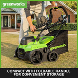 Greenworks Cortacésped de Batería Escarificador Rastrillo a Motor sin Escobillas 3100 RPM, Ancho 38cm, 5 Profundidades, Caja Recolección 45 L SIN Batería 40V y Cargador, Garantía 3 Años GD40SC38II