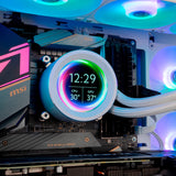 NOX XTREME PRODUCTS X-240 LCD WHITE - Refrigeración líquida ARGB con pantalla LCD personalizable, Intel y AMD, 2 ventiladores 120mm control PWM, bomba base de cobre, radiador doble aluminio, blanco