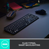 Logitech MX Keys Combo para empresas | Gen 2, teclado/ratón inalámbrico de tamaño completo, con apoyamano para teclado, Bluetooth, Logi Bolt, Clics Suaves, Windows/Mac/Chrome/Linux, QWERTY ESP - Gris