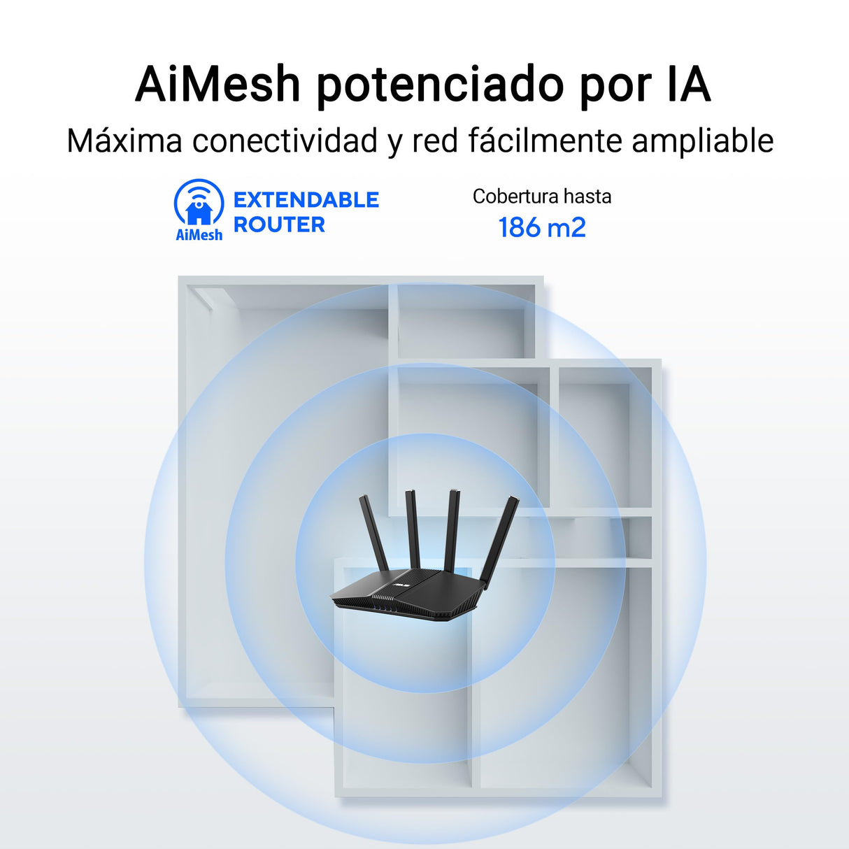 ASUS RT-BE58U - Router Extensible WiFi 7 AiMesh, 4K-QAM, MLO, WAN/LAN 2,5G con detección por IA, Cuatro Puertos 1G, Seguridad de Red Comercial, Control Parental, IoT, Red Infantil, VPN