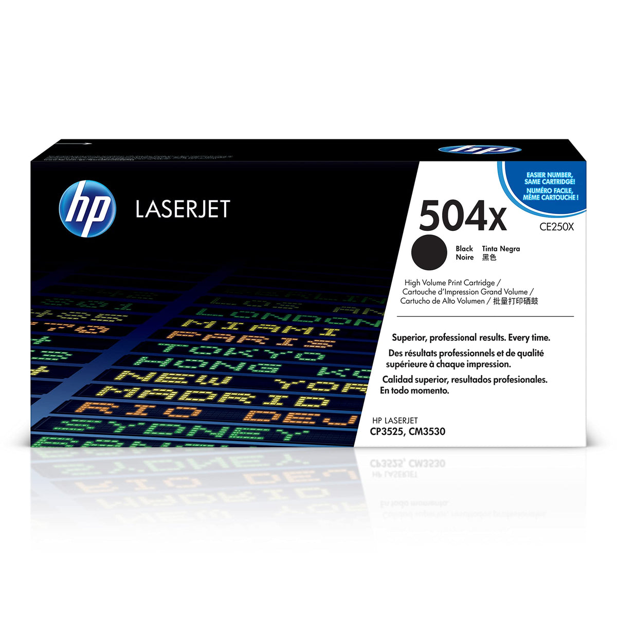 HP 504X CE250X Negro, Cartucho Tóner de Alta Capacidad Original, de 10.500 páginas, para impresoras HP Color LaserJet CP3525dn, CP3525n, CP3525x, CM3530 y CM3530fs