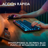 Logitech G G915 X LIGHTSPEED TKL, Teclado para gaming inalámbrico de perfil bajo, teclas de PBT de doble moldeado, elegante acabado aluminio, clic perceptible azul GL -PC/Mac, QWERTY US INT'L - Negro