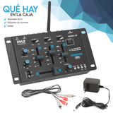Pyle mezclador de audio para DJ, 3 canales, Bluetooth, Lector de USB, Dual RCA/Phono, Entrada de microfono, Conector para auriculares