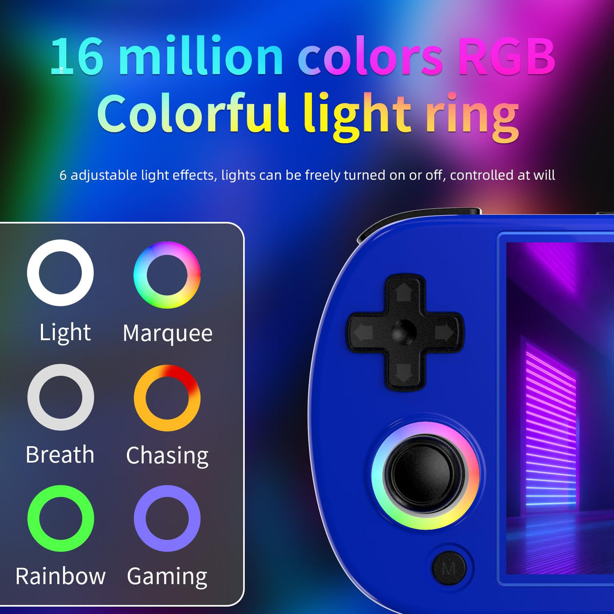 RG40XX H Consola de Juegos portátil, Consola de Juegos Retro con iluminación Joystick RGB, Pantalla IPS de 4 Pulgadas, Tarjeta TF 64G incorporada y Juegos 5571, Compatible con WiFi Blueto (Azul, 64G)