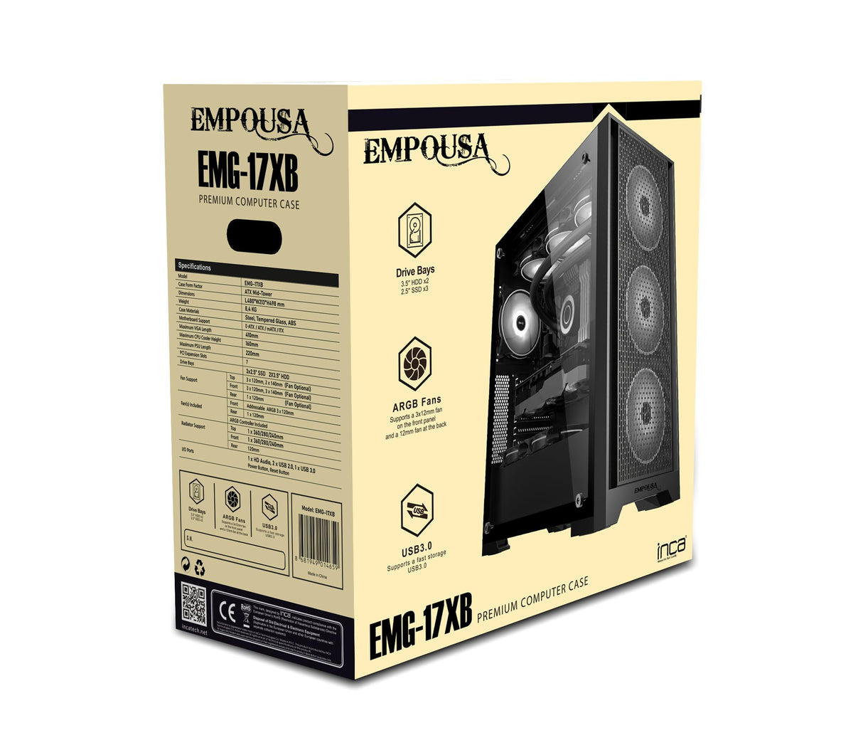 INCA EMPOUSA Premium Computer Case EMG-17XB