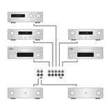 Dynavox AUX-S Pro - Conmutador de extensión de Entrada con 5 entradas RCA para Dos amplificadores estéreo y Envolvente, Color Negro