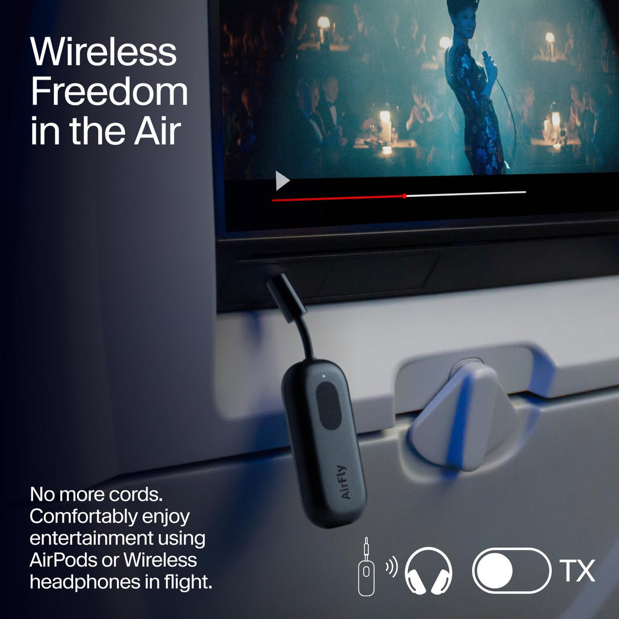 Twelve South AirFly Pro - Transmisor/Receptor de Audio inalámbrico Bluetooth para hasta 2 AirPods/Auriculares inalámbricos; Uso con Cualquier Conector de Audio de 3,5 mm, Color Negro