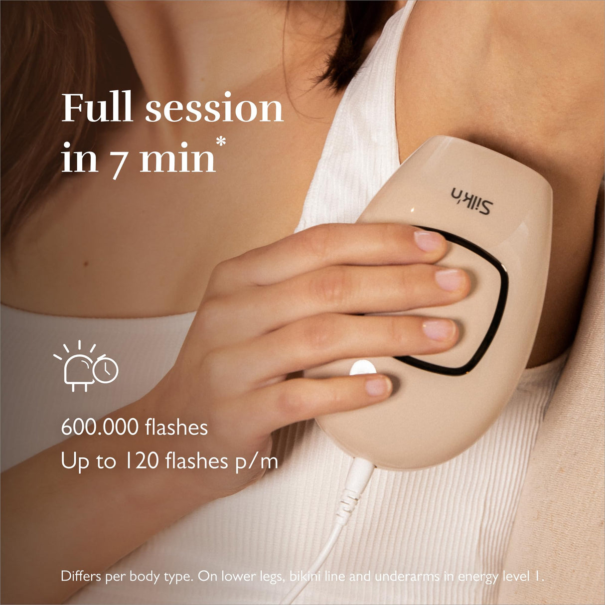 Silk'n Depiladora de Luz Pulsada - Infinity Fast - Depiladora Láser eHPL para Hombres y Mujeres - Ultrarrápida para Rostro y Cuerpo - 600K - Idea regalo - Beige