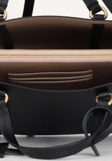 Pinko Carrie Shopper Classic Bottalata Cuero, Bolsa para Mujer, Z99q_Negro-Dorado Antiguo, Talla única