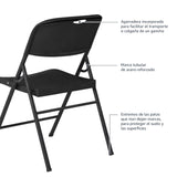 Amazon Basics Juego de 4 sillas plegables de plástico y metal, sillas de camping, sillas de cocina, para interiores y exteriores, color negro, hasta 158 kg