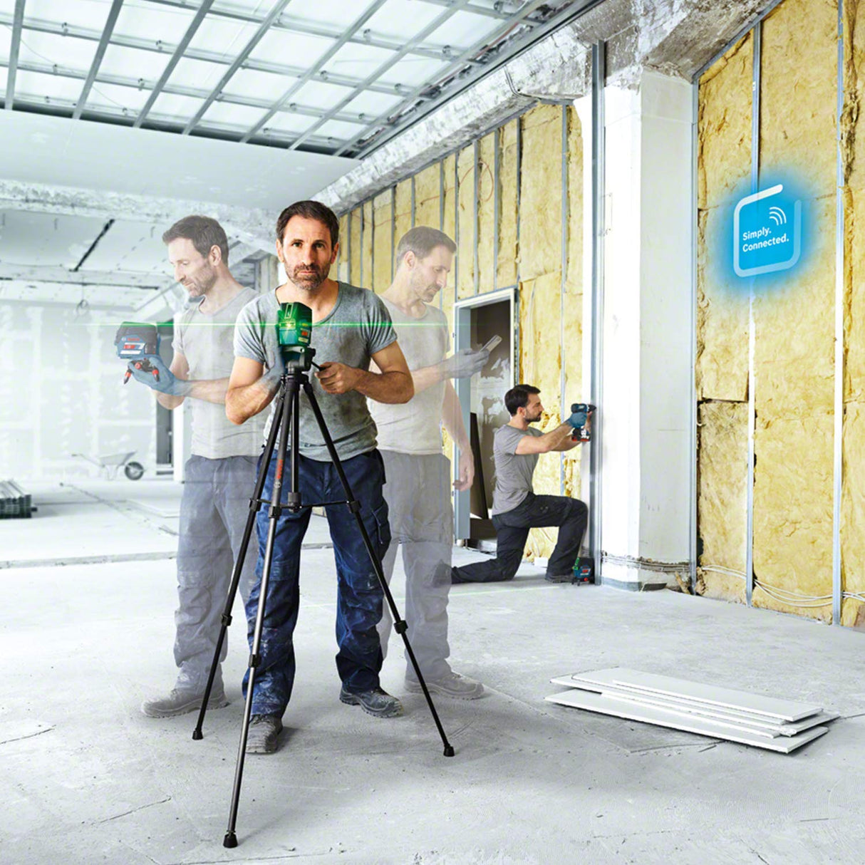 Bosch Professional Sistema 12V Nivel Láser GCL 2-50 CG (1 batería 12V + cargador, láser verde, c/función aplicación, soporte, alcance visible: hasta 20 m, en L-BOXX)