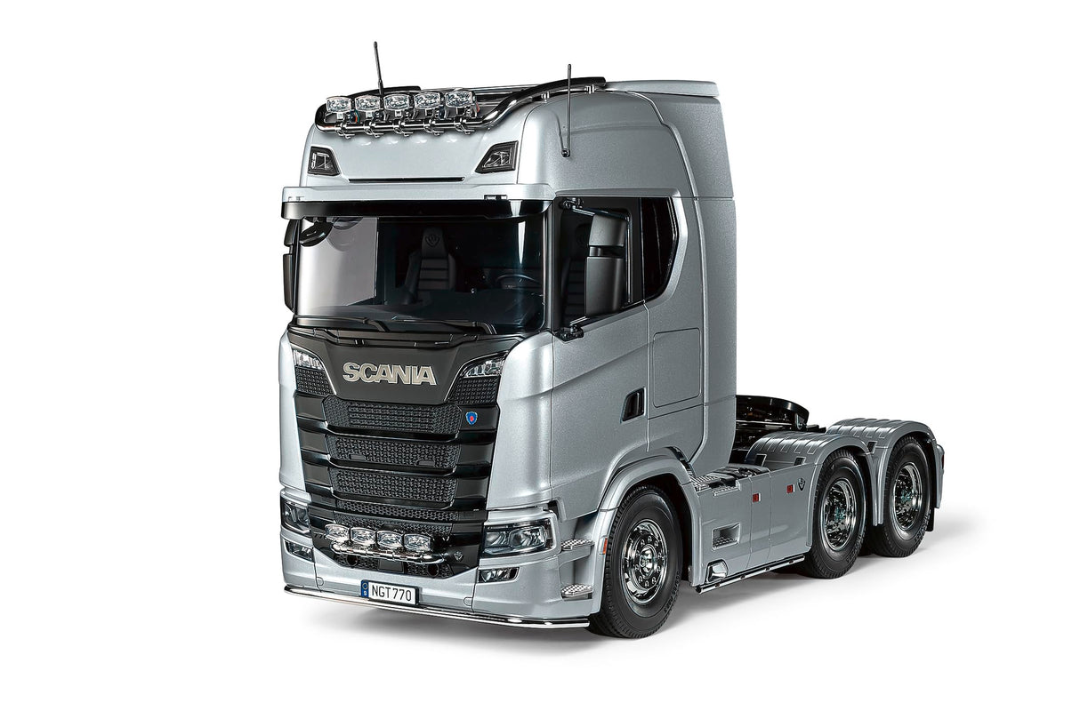 Tamiya 56373 1:14 RC Scania 770 S 6x4 Plata prepintado - Kit de Montaje, camión RC, camión teledirigido, camión, Juguete de construcción, modelismo