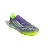 adidas F50 League Laceless Turf Football Boots, Botas de fútbol Unisex Adulto, Purple Rush/Cloud White/Lucid Lemon, 39 1/3 EU